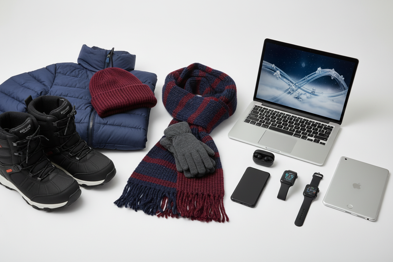Image of winter and electronics products